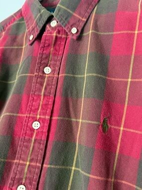 Ralph Lauren Red and Green Plaid Button-Down Shirt